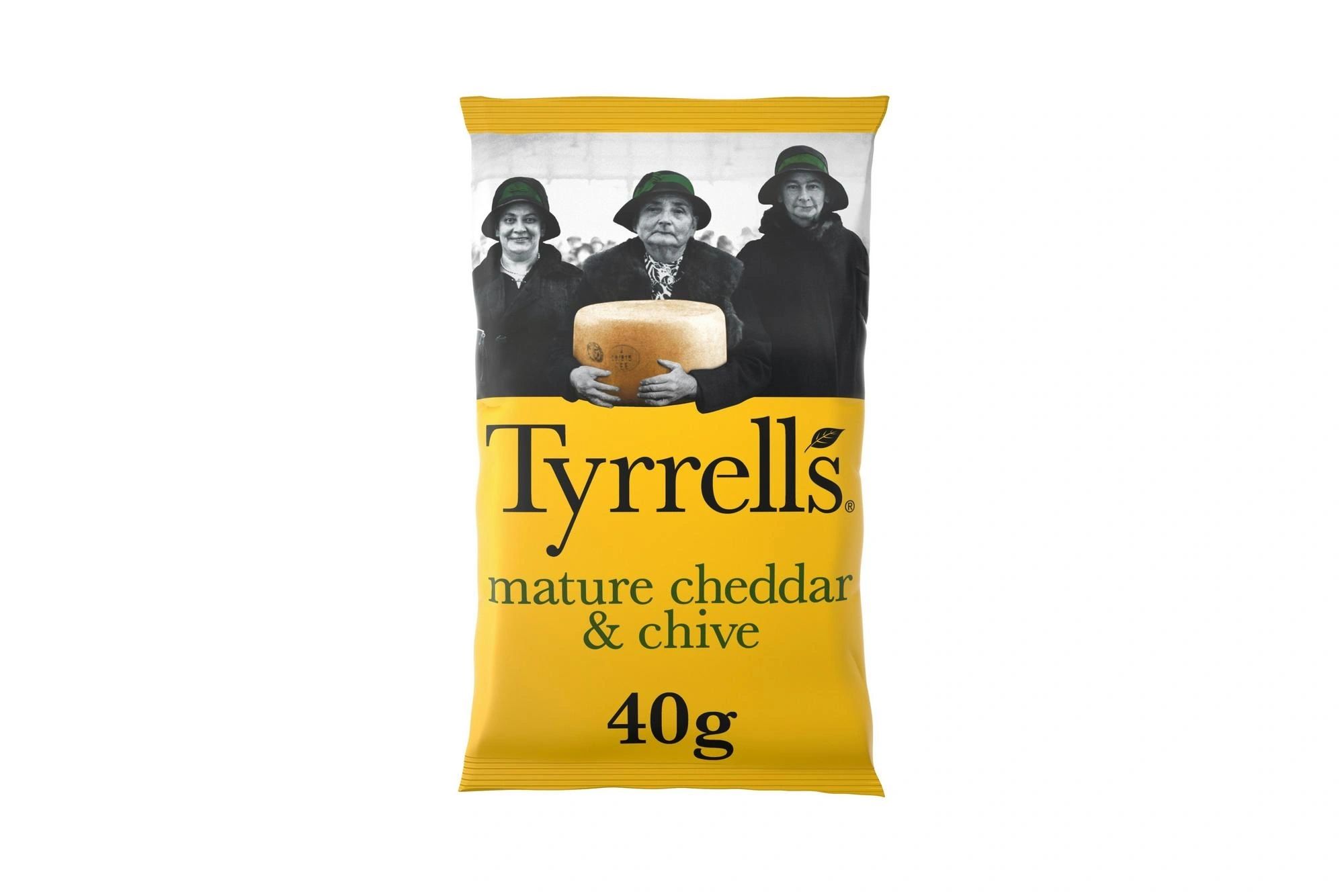 Tyrrells Mature Cheddar & Chive Crisps 24 x 40g Nicol Retailer Limited