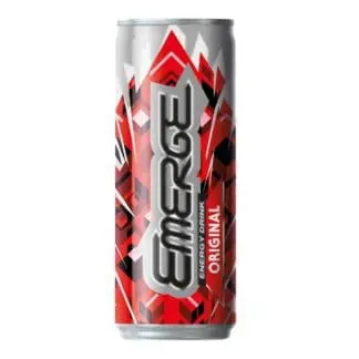 A can of energy drink on a white background.