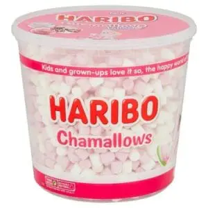 Christmas snacks in a plastic container.