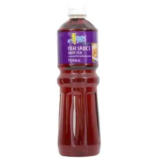 A bottle of sauce on a white background.