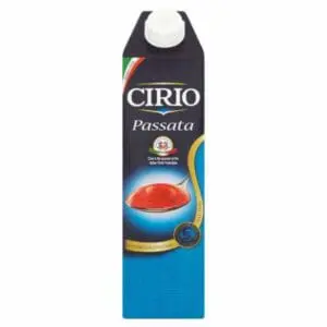 A case of Cirio Passata Verace 6 x 1L on a white background.