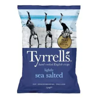 Tyrrells Lightly Sea Salted Sharing Crisps 12 X 150g are perfect for sharing.
