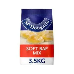 A bag of McDougalls Soft Bap Mix 1 x 3.5kg on a white background.