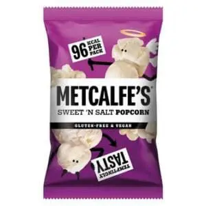 A bag of Metcalfe's Popcorn Sweet 'n Salt 24 x 20g.