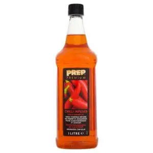 A bottle of Prep Premium Chilli Infused Oil 1 x 1ltr on a white background.
