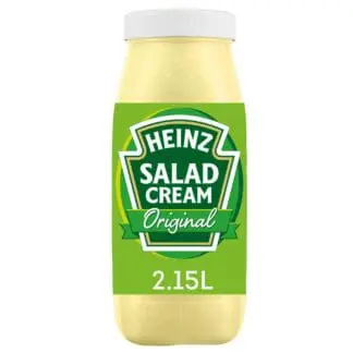 A bottle of Heinz Salad Cream Original 2.15L on a white background.