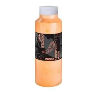 A bottle of Lion Chipotle Mayo 1ltr on a white background.
