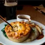 Savory meat pie with mashed potatoes.