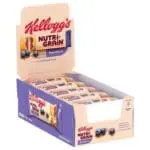 A box of Kellogg's Nutri-Grain Bars Blueberry 25x37g, displayed open to show several individually wrapped bars.