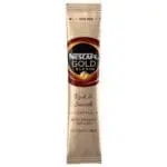 A pack of Nescafe Gold Blend Instant Coffee Sachets 200x1.8g, labeled "rich & smooth," highlighting its arabica beans ground 10 times finer.