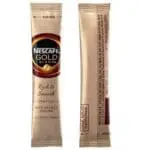 Two Nescafe Gold Blend Instant Coffee Sachets 200x1.8g, front and back view, with text highlighting "rich & smooth" and "Arabica ground 10 times finer.