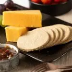 A plate of cheese, grapes, and Arran Fine Foods Plum & Apple Chutney 2.35kg.