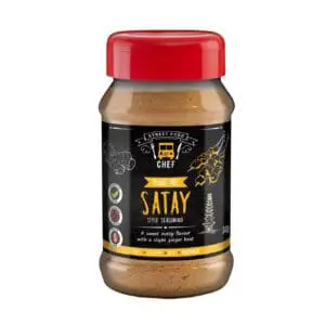 Peanut-free Satay seasoning in jar.