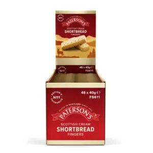 Paterson's shortbread fingers display box.