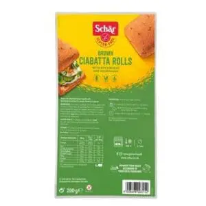 Schr gluten-free brown ciabatta rolls.