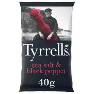 Tyrrells sea salt & black pepper crisps, 40g
