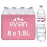 Evian water, 8 x 1.5L bottles.