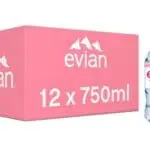 Evian water, 12 x 750ml bottles.