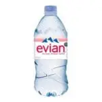 Evian natural mineral water bottle.