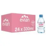 Here's an alt tag for the image: Evian water, 24 x 330ml bottles.