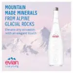 Evian natural spring water bottle.
