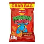 Here's an alt tag for the image: Walkers Monster Munch Sweet & Spicy snack bag.