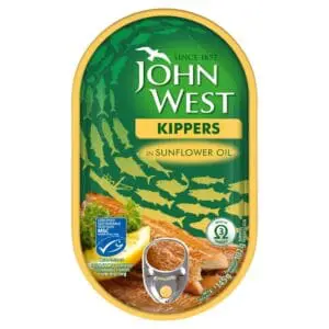 John West Kippers in sunflower oil.