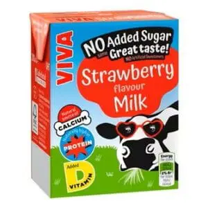 Viva Strawberry Flavour Semi-Skimmed Milk 200ml - No Added Sugar 27x200ml