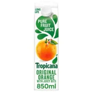 Tropicana Long Life Pure Original Orange Fruit Juice with Bits 6x850ml