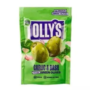 Olly's Olives Basil & Garlic Green Halkidiki Olives 12x50g