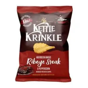 KETTLE Krinkle Ribeye Peppercorn Hand Cooked Ridge Cut Potato Chips 18 x 40g multipack