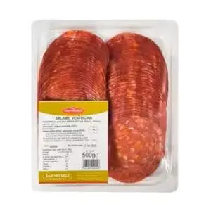 San Michele Sliced Ventricina 500g authentic Italian cured salami ready sliced for antipasti platters pizzas sandwiches and charcuterie boards