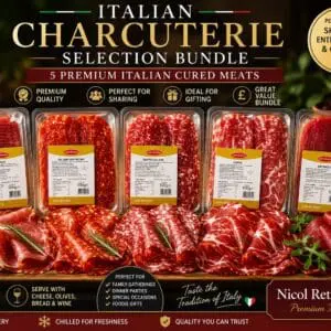 Italian charcuterie selection bundle with sliced Speck, Ventricina, Salame Napoli, Coppa and Bresaola