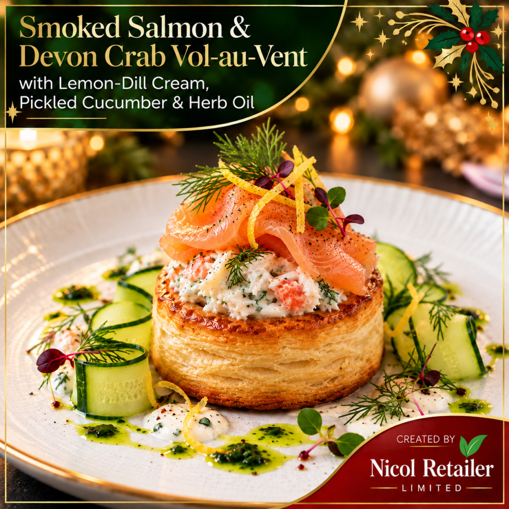 Smoked Salmon & Devon Crab Vol-au-Vent with Lemon-Dill Cream