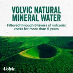 Volvic natural mineral water, volcanic source.