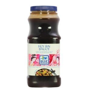 A bottle of Blue Dragon Hoisin Sauce 1L on a white background.