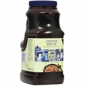 A jar of Blue Dragon Oyster Sauce 1L on a white background.