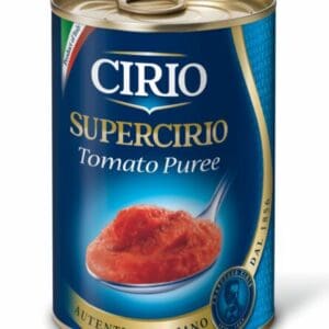 A can of Cirio Tomato Puree Tins 12 x 140g.