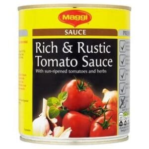 Enjoy the irresistible flavor of Maggi Rich & Rustic Tomato Sauce 12 x 800g. Made with the finest ingredients, this tomato sauce is an epitome of rich and rustic taste. Perfect for enhancing any dish.