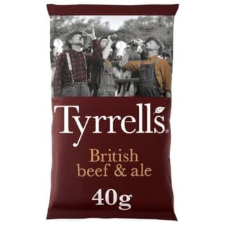 Try Tyrrells Beef & Ale Crisps 24 x 40g for a flavorful snack.