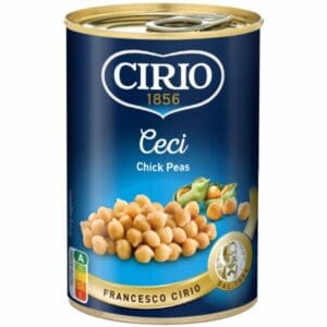 A can of Cirio Chick Peas 1x400g on a white background.