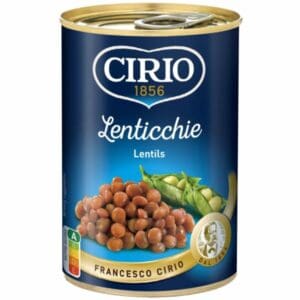 A can of Cirio Lentils 1 x 400g on a white background.