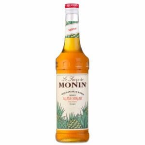 A bottle of Monin Agave Sugar Syrup 1 x 70cl on a white background.