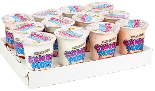 A box of SweetZone Candy Floss 12 x 20g candies in a white box.