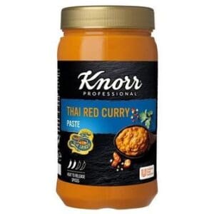 A jar of Knorr Professional Blue Dragon Thai Red Curry Paste 1.1kg on a white background.