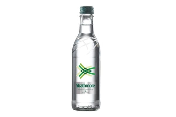 A bottle of water on a white background.