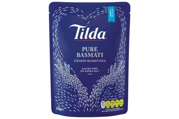 Tilda Pure Basmati Rice in blue color packing