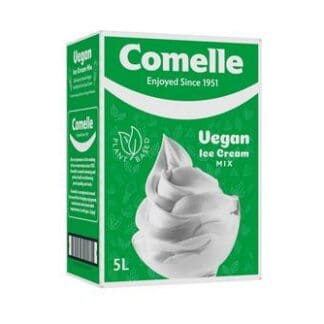 A box of comelle whipped cream on a white background.