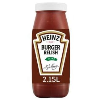 A bottle of Heinz Burger Relish 2.15L on a white background