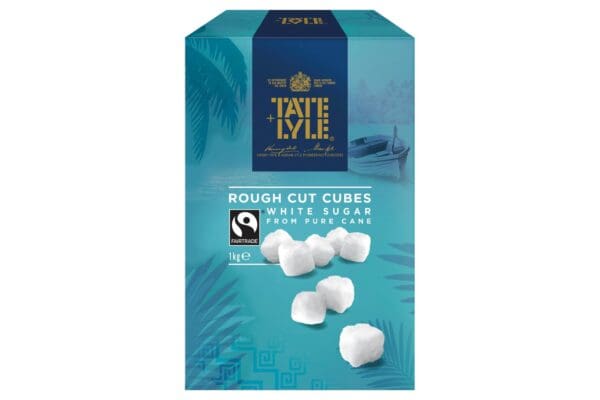 Tate & Lyle's White Rough Cut Lump Sugar in donut cut cubes.